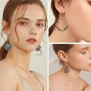 Bohemian Style 45-Pair Drop Dangle Earrings Set for Women